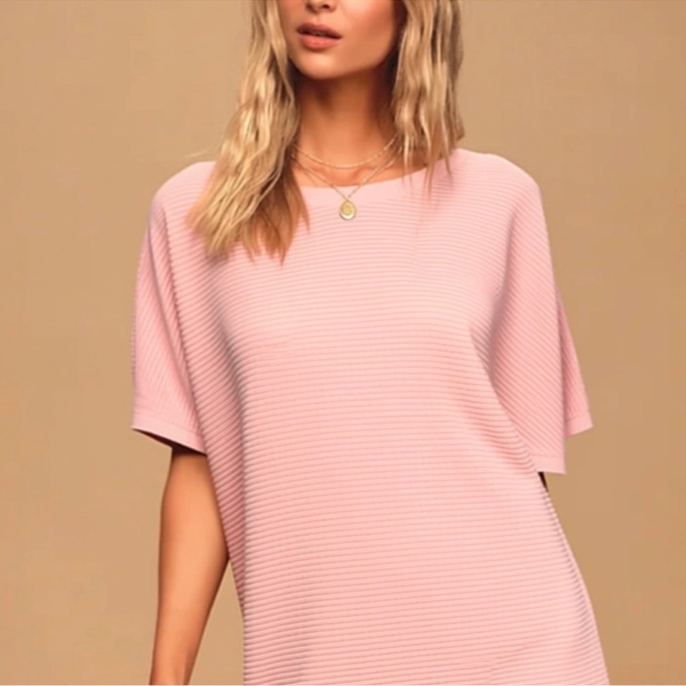 Talbot’s Pink Ribbed Dolman Sleeve Boatneck Knit Tunic/Dress Size Large
